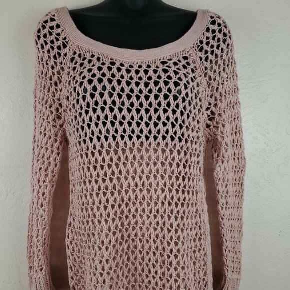 American Eagle Outfitters Womens Open Knit Sweater Pale Pink Size Medium
